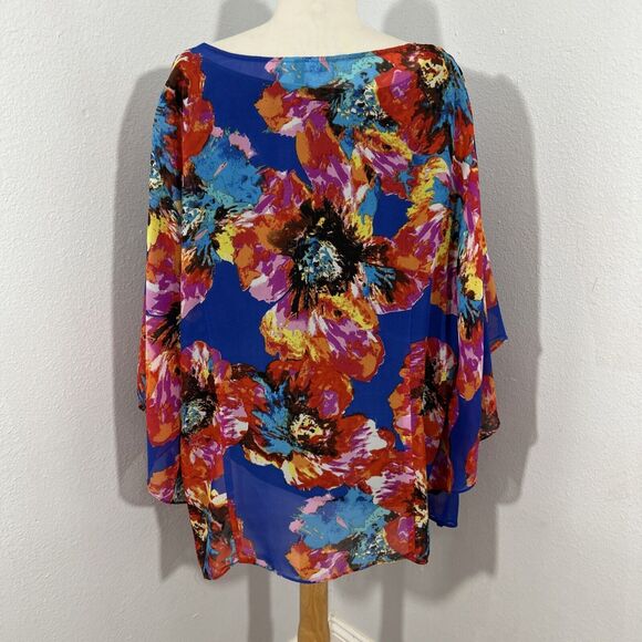 Sara‎ Michelle Blouse Womens 3X Floral Flutter Sleeves Whimsical Romantic Fairy - Picture 3 of 16